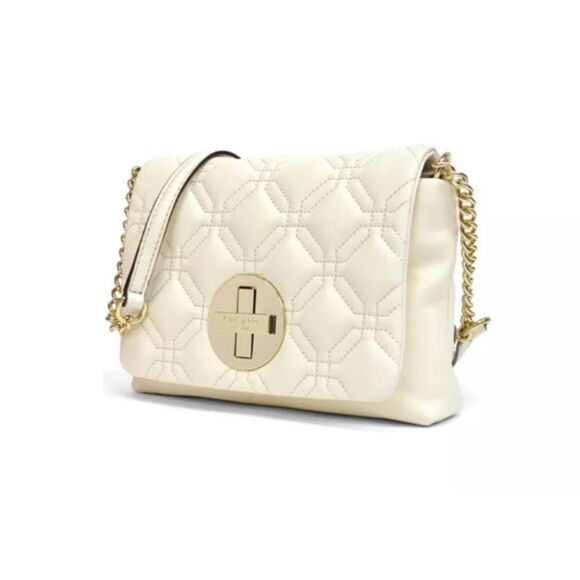 Kate Spade Aster Court Naomi Crossbody Bag Purse Quilted White Red Lining VEUC - Picture 3 of 15